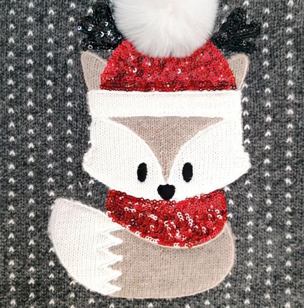 Milk & Pepper Pullover Tobias Pull Gris mit Weihnachts-Fuchs